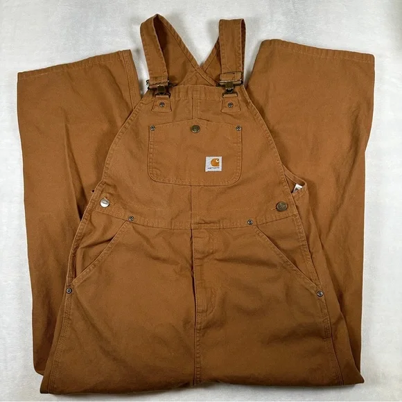 Carhartt bib overalls Work tan brown duck 14 kids boys ox8603-b pants coverall - Picture 2 of 10